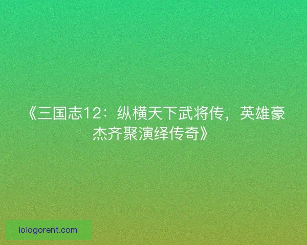 《三国志12：纵横天下武将传，英雄豪杰齐聚演绎传奇》