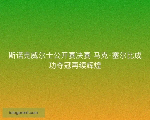 斯诺克威尔士公开赛决赛 马克·塞尔比成功夺冠再续辉煌
